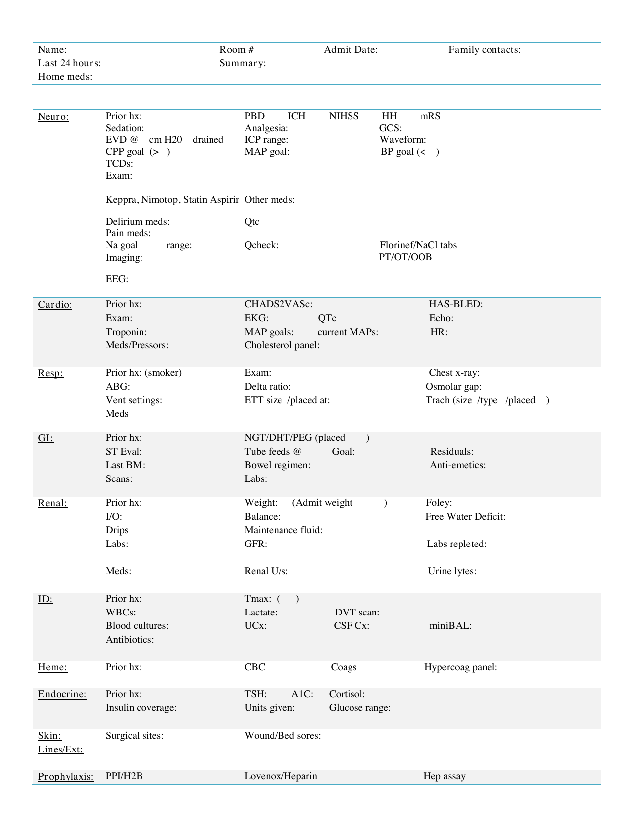 Neuro-ICU Comprehensive Template preview