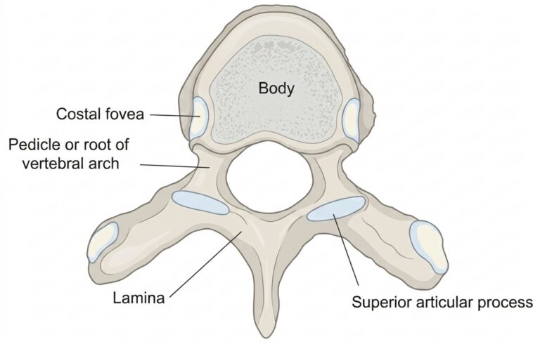 Typical thoracic vertebra viewed above