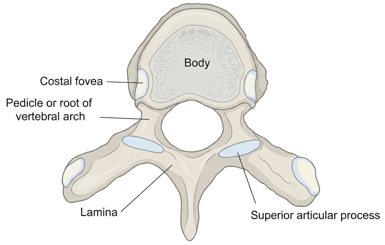 Typical thoracic vertebra viewed above