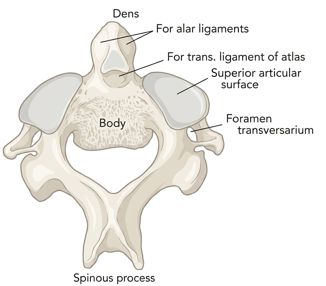 Second cervical vertebra epistropheus above