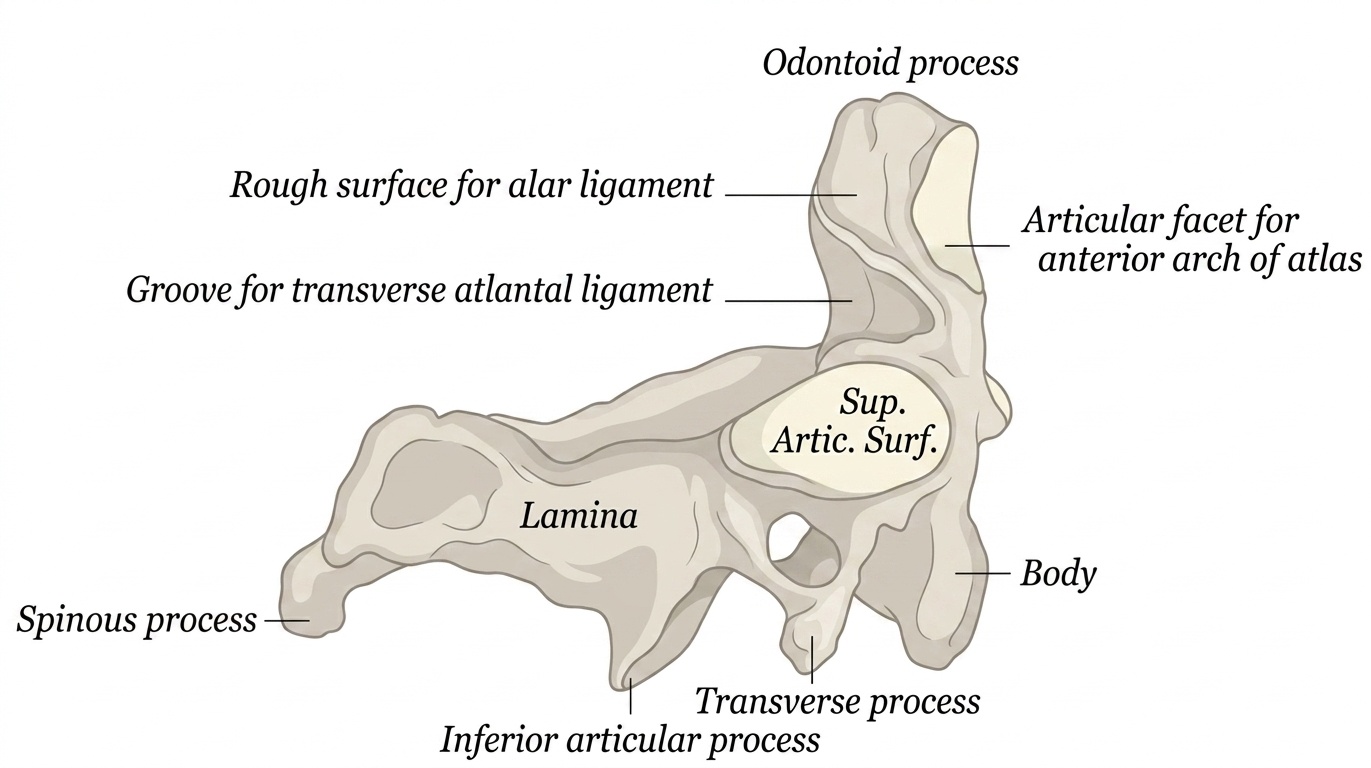 Second cervical vertebra epistropheus axis side