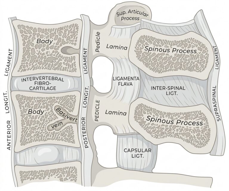 Median sagittal two lumbar vertebr their ligaments