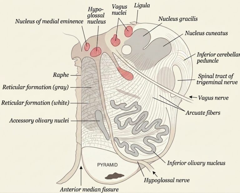 Detail medulla oblongata brain