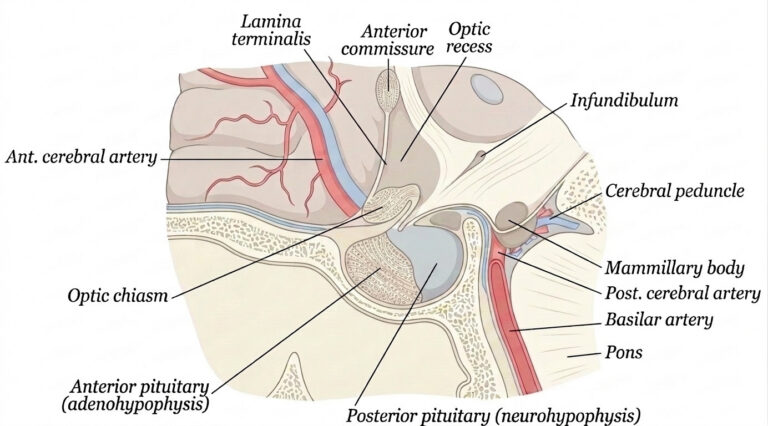 Hypophysis cerebri position shown sagittal