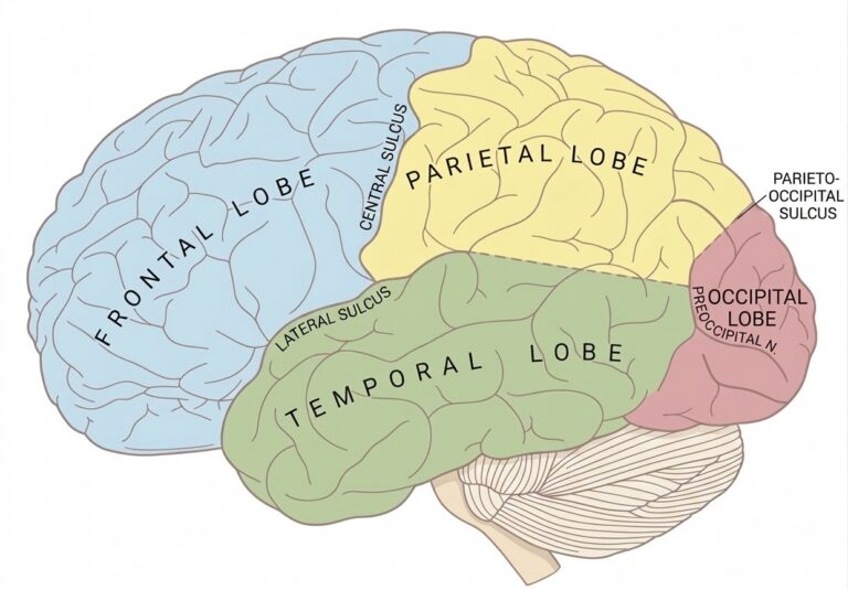 Principal fissures lobes cerebrum viewed laterally