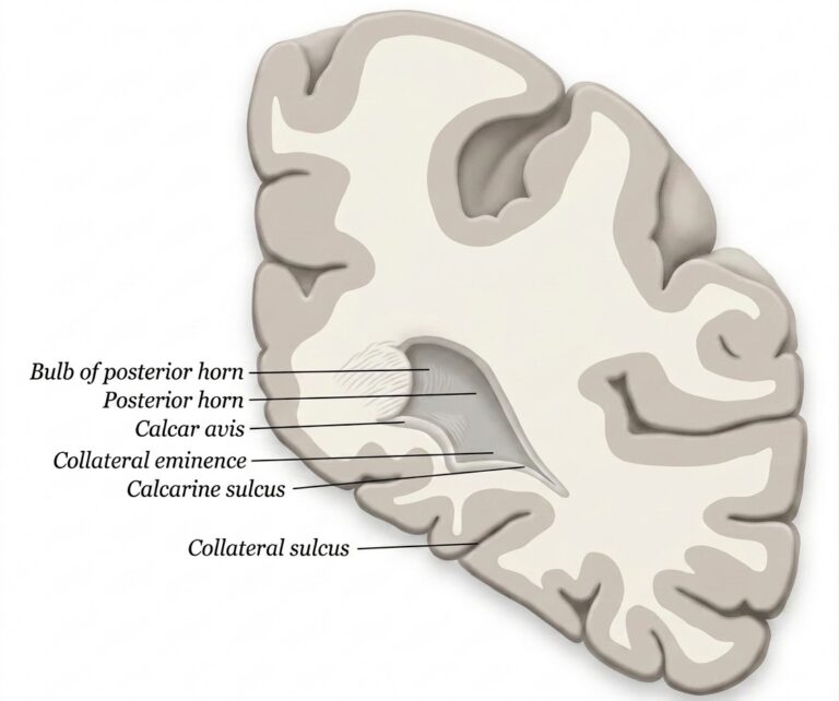 Coronal through posterior cornua lateral ventricle