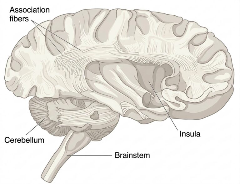 Dissection cortex brain stem association fibers island