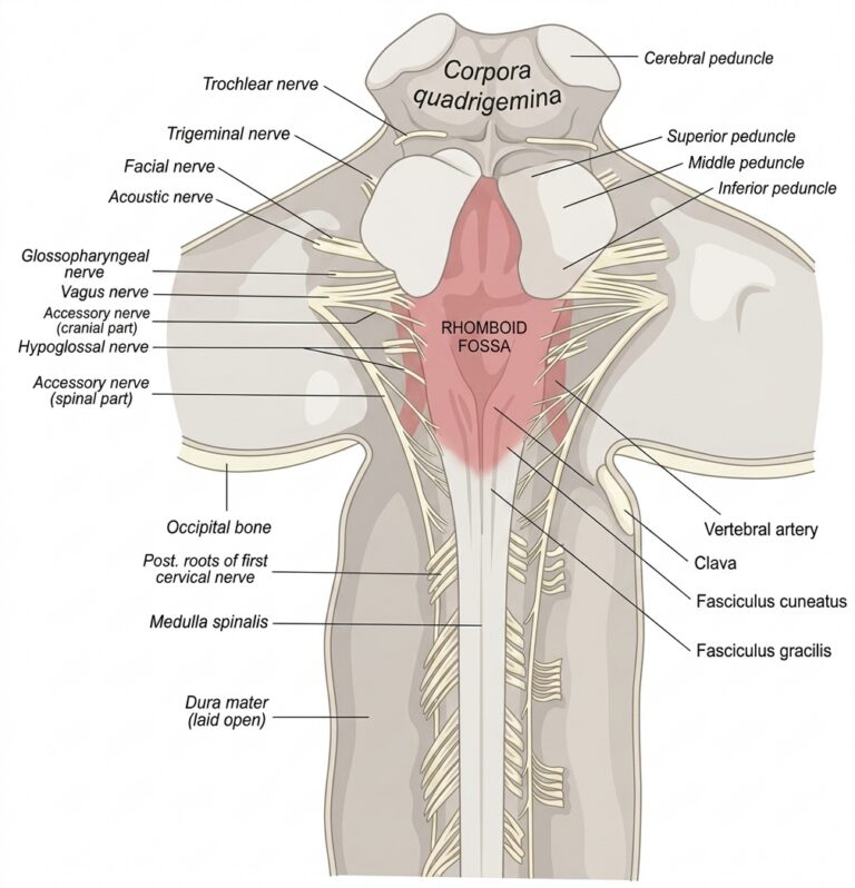 Upper part medulla spinalis hind mid brains