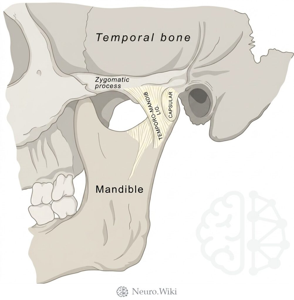Temporomandibular joint, lateral view — Osteology